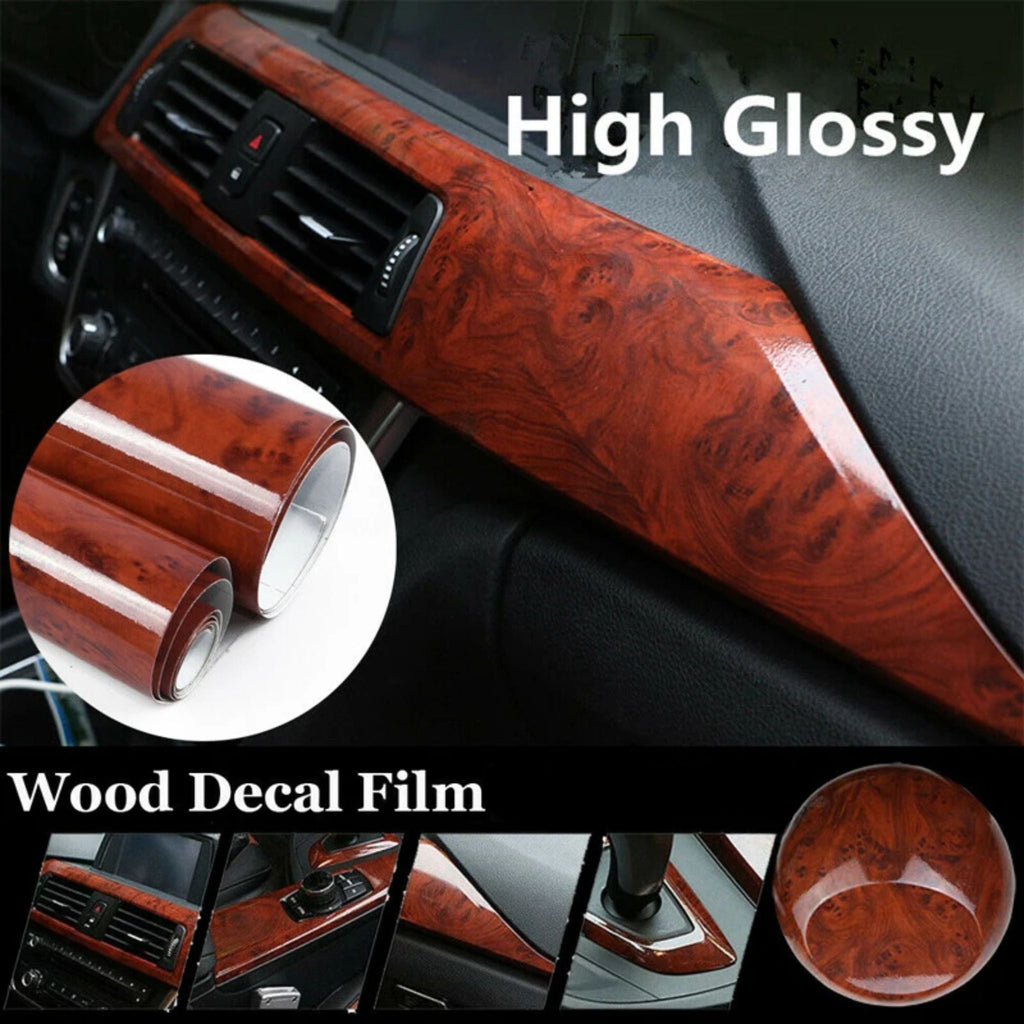 High Gloss Car Sticker Waterproof Car Interior Adhesive Wood Grain Film