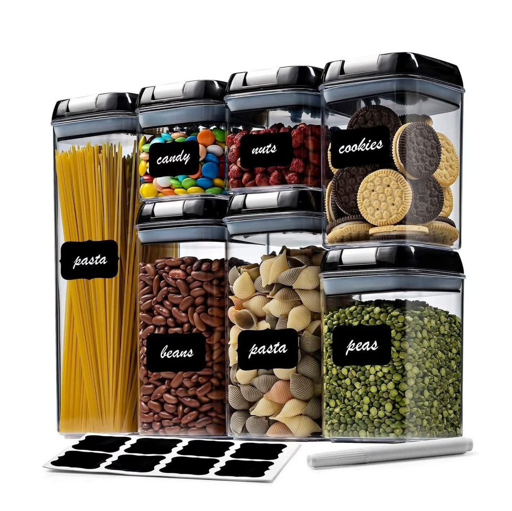 7 Pieces Container Set Airtight Food Storage with 8 Labels & Chalk Marker