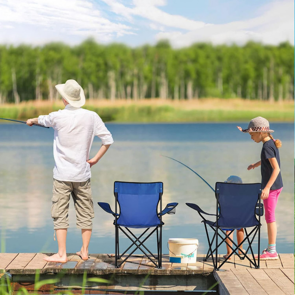 Portable & Foldable Camping Chair with Cup Holder, Outdoor Chair – Black