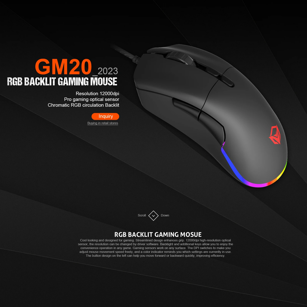 MEETION GM20 Optical Silent Wired Gaming Mouse