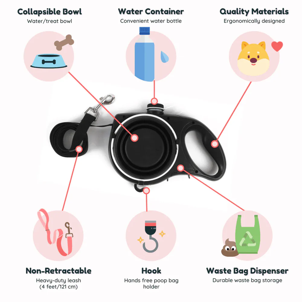 Aqua Leash, 5 In 1 Pet Essentials , Dog Walking Essentials All in one!