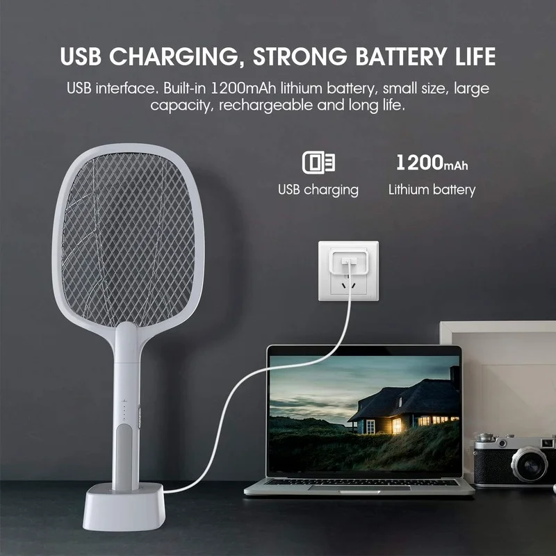 USB Rechargeable Electric Mosquito Swatter & Lamp – Fly Zapper