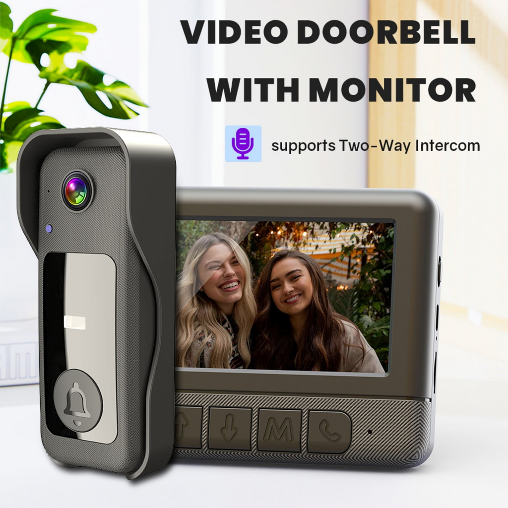 Visual smart doorbell with 4.3-inch color display, 0.3 megapixel camera for home security X8