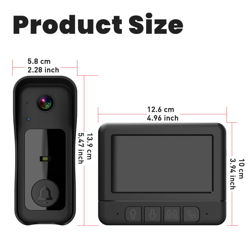 Visual smart doorbell with 4.3-inch color display, 0.3 megapixel camera for home security X8