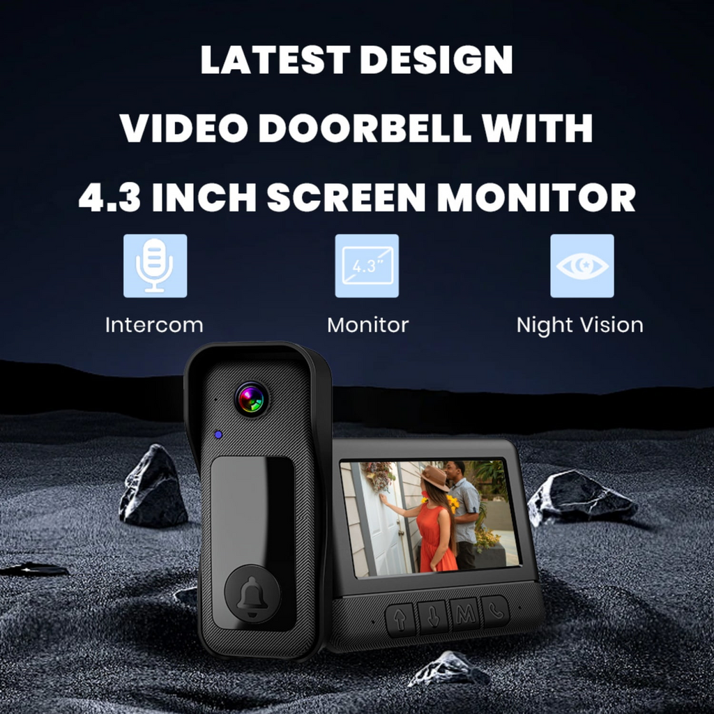 Visual smart doorbell with 4.3-inch color display, 0.3 megapixel camera for home security X8