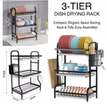 3-Layer Stainless Steel Dish Rack with Detachable Drainboard & Cutlery Holder